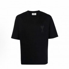 아미파리 SS22 캔디 컬러 하트 로고 자수 라운드넥 반팔 티셔츠 블랙 (탑아미공장)