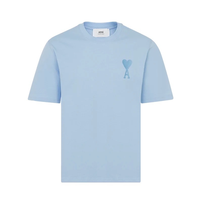 아미파리 SS22 캔디 컬러 하트 로고 자수 라운드넥 반팔 티셔츠 블루 (탑아미공장)
