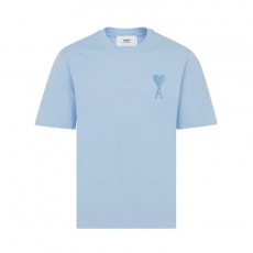 아미파리 SS22 캔디 컬러 하트 로고 자수 라운드넥 반팔 티셔츠 블루 (탑아미공장)