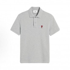 아미파리 SS24 컴포트 핏 하트 패턴 코튼 반팔 폴로 셔츠 그레이 (탑아미공장)