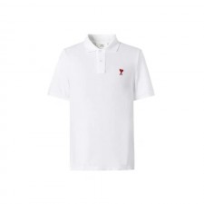 아미파리 SS24 컴포트 핏 하트 패턴 코튼 반팔 폴로 셔츠화이트 (탑아미공장)