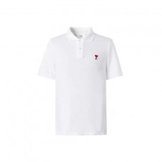 아미파리 SS24 컴포트 핏 하트 패턴 코튼 반팔 폴로 셔츠화이트 (탑아미공장)