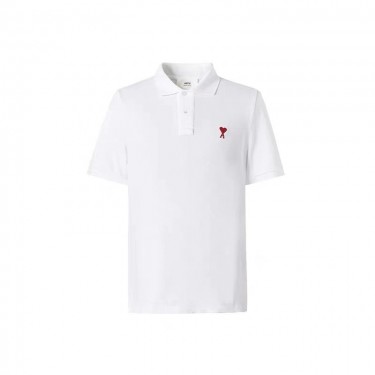 아미파리 SS24 컴포트 핏 하트 패턴 코튼 반팔 폴로 셔츠화이트 (탑아미공장)