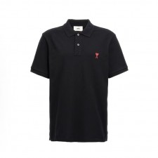 아미파리 SS24 컴포트 핏 하트 패턴 코튼 반팔 폴로 셔츠 블랙 (탑아미공장)