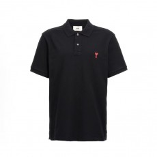 아미파리 SS24 컴포트 핏 하트 패턴 코튼 반팔 폴로 셔츠 블랙 (탑아미공장)