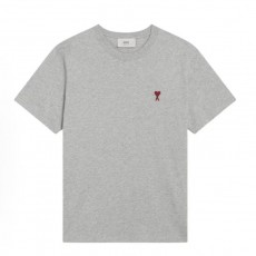 아미파리 단색 하트 로고 자수 라운드넥 루즈핏 반팔 티셔츠 그레이 (탑아미공장)