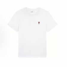 아미파리 단색 하트 로고 자수 라운드넥 루즈핏 반팔 티셔츠 화이트 (탑아미공장)