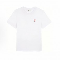 아미파리 단색 하트 로고 자수 라운드넥 루즈핏 반팔 티셔츠 화이트 (탑아미공장)