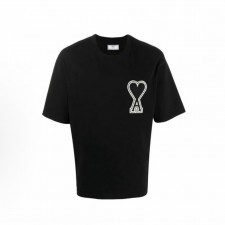 아미파리 SS21 하트 로고 자수 라운드넥 반소매 티셔츠 블랙 (탑아미공장)