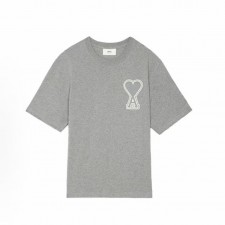 아미파리 SS21 하트 로고 자수 라운드넥 반소매 티셔츠 그레이 (탑아미공장)