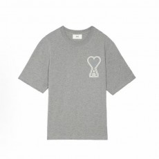 아미파리 SS21 하트 로고 자수 라운드넥 반소매 티셔츠 그레이 (탑아미공장)