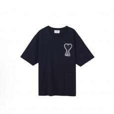 아미파리 SS21 하트 로고 자수 라운드넥 반소매 티셔츠 네이비 (탑아미공장)