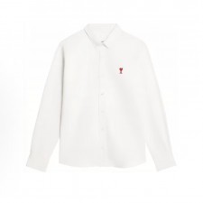 아미파리 단색 카라 싱글 버튼 캐주얼 긴소매 셔츠비 화이트 (탑아미공장)