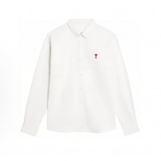 아미파리 단색 카라 싱글 버튼 캐주얼 긴소매 셔츠비 화이트 (탑아미공장)