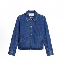 아미파리  로고 자수 뾰족 칼라 싱글 버튼 데님 자켓 남성용 (탑아미공장)