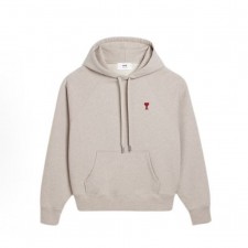 아미파리 SS24 하트 패턴 편안한 코튼 후드 풀오버 맨투맨 크림 아이보리 (탑아미공장)