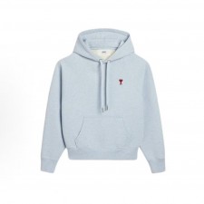 아미파리 SS24 하트 패턴 편안한 코튼 후드 풀오버 맨투맨 크림 블루 (탑아미공장)