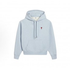 아미파리 SS24 하트 패턴 편안한 코튼 후드 풀오버 맨투맨 크림 블루 (탑아미공장)