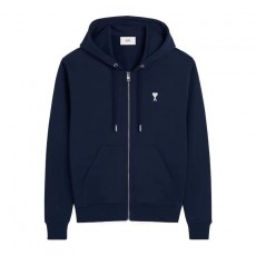 아미 파리  화이트 하트 자수 집업 후드 스웨트셔츠 네이비 (탑아미공장)