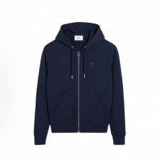 아미파리 FW24 레드 하트 코튼 집업 슬림핏 후드 스웨트 재킷 블루 (탑아미공장)