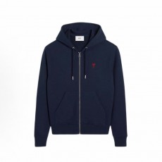 아미파리 FW24 레드 하트 코튼 집업 슬림핏 후드 스웨트 재킷 블루 (탑아미공장)