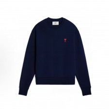 아미파리 FW24 레드 하트 캐주얼 코튼 풀오버 긴팔 라운드넥 스웨트셔츠 블루 (탑아미공장)