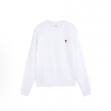아미 파리 FW24 레드 하트 캐주얼 코튼 풀오버 긴팔 라운드넥 스웨트셔츠 화이트 (탑아미공장)