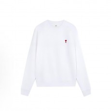 아미 파리 FW24 레드 하트 캐주얼 코튼 풀오버 긴팔 라운드넥 스웨트셔츠 화이트 (탑아미공장)