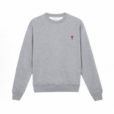아미 파리 FW24 레드 하트 캐주얼 코튼 풀오버 긴팔 라운드넥 스웨트셔츠 그레이 (탑아미공장)