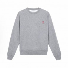아미 파리 FW24 레드 하트 캐주얼 코튼 풀오버 긴팔 라운드넥 스웨트셔츠 그레이 (탑아미공장)