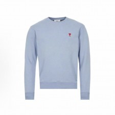 아미 파리 FW24 레드 하트 캐주얼 코튼 풀오버 긴팔 라운드넥 스웨트셔츠 스카이 블루 (탑아미공장)