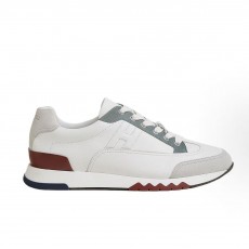 에르메스 Trail 송아지가죽 레이스업 라운드 토 로우탑 데일리 캐주얼 슈즈 남성용 화이트