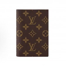 루이비통 모노그램 플랩 여밈 코팅 캔버스 여권 케이스 남녀공용 브라운