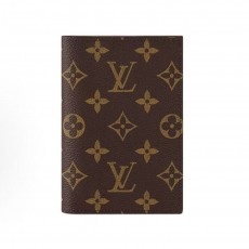 루이비통 모노그램 플랩 여밈 코팅 캔버스 여권 케이스 남녀공용 브라운