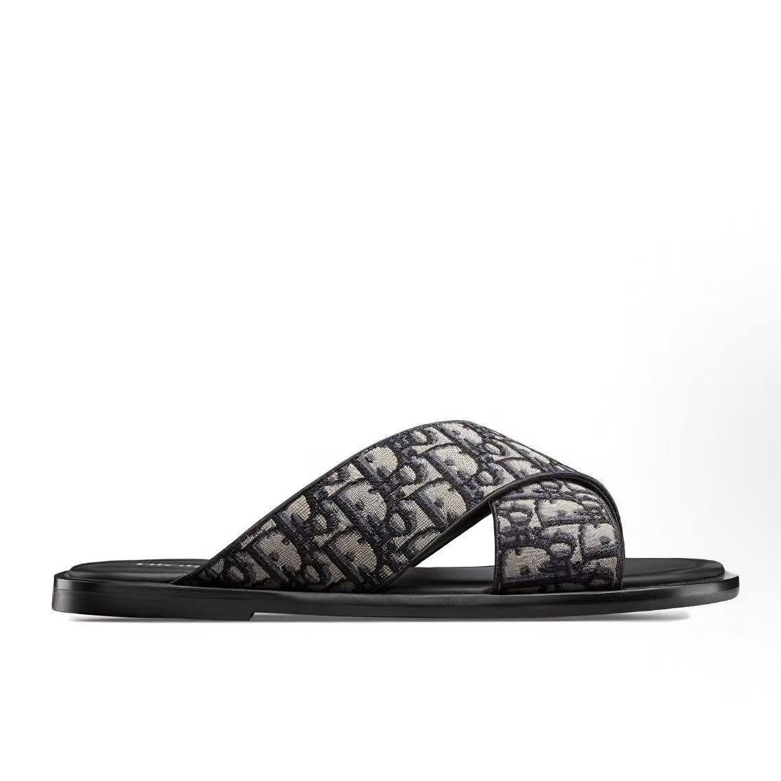 디올 알리아스 오블리크 패턴 슬라이드 샌들 베이지 블랙 남성용 (GD공장)