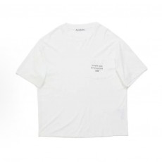 아크네 FW25 1996 로고 시리즈 루즈핏 크루넥 립넥 반팔 티셔츠 화이트 (X공장)