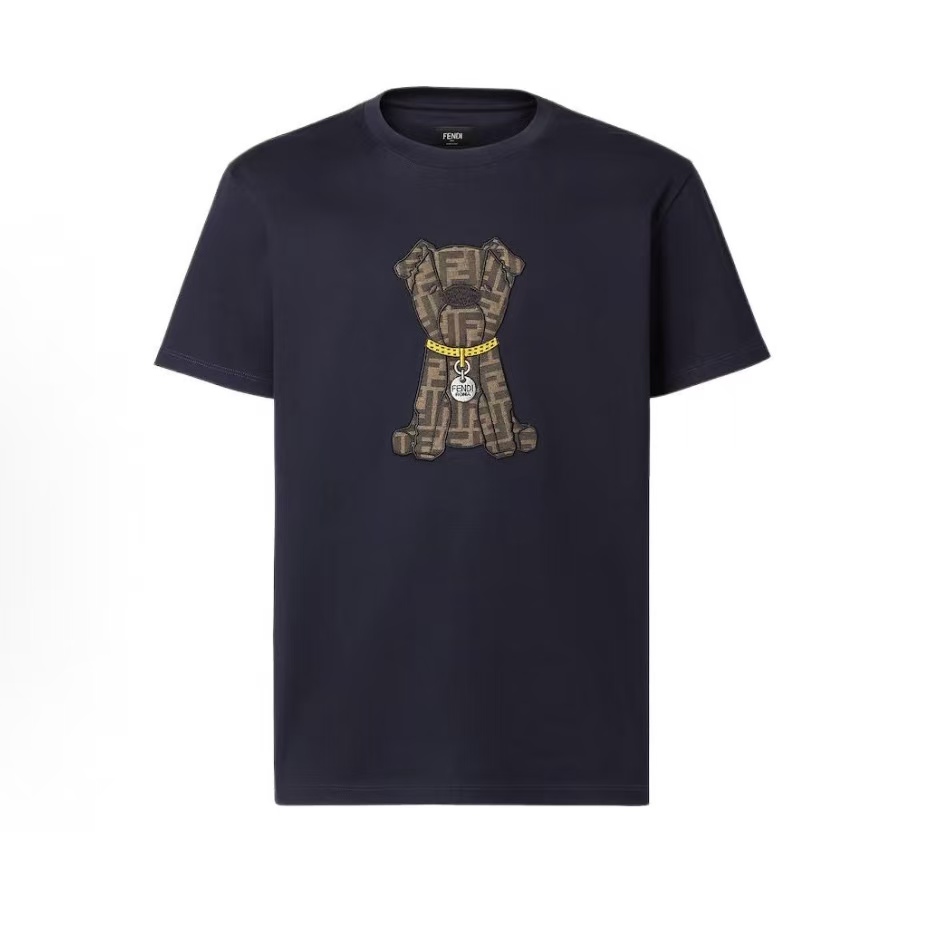 펜디 SS26 얼리 스프링 코튼 크루넥 FF 자카드 퍼피 반팔 티셔츠 네이비 (X공장)
