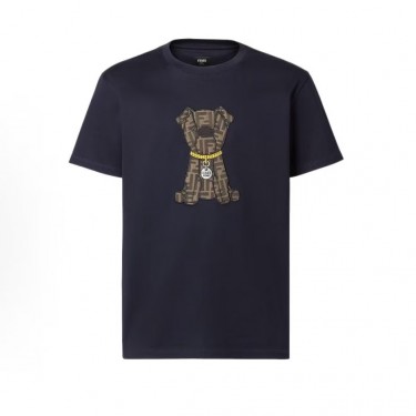 펜디 SS26 얼리 스프링 코튼 크루넥 FF 자카드 퍼피 반팔 티셔츠 네이비 (X공장)