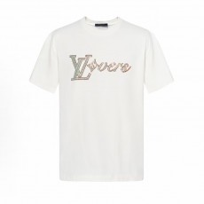 루이비통 FW24 로고 레터 프린트 크루넥 반팔 티셔츠 남성용 화이트 (X공장)