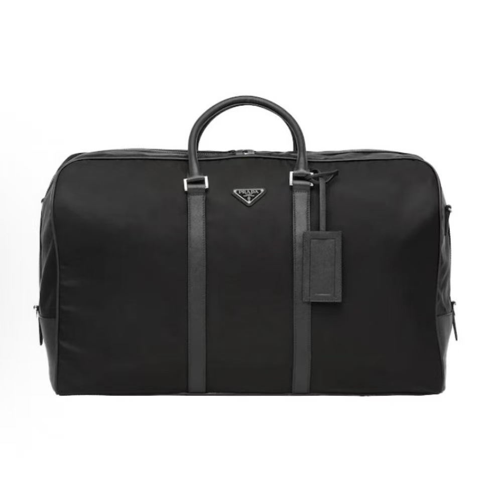 프라다 로고 나일론 & 사피아노 가죽 트리밍 여행 더플 토트백 2VC013