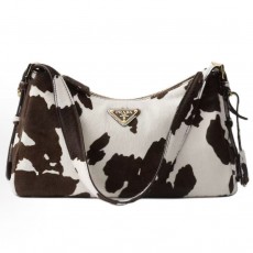 프라다 에메 에나멜 삼각 로고 프린트 카프스킨 호보 숄더백 1BC229