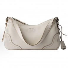 프라다 에메 보르사 아 스팔라 레터링 로고 스웨이드 라지 숄더백 1BC280 베이지