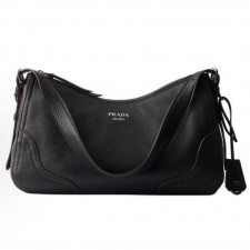 프라다 에메 보르사 아 스팔라 레터링 로고 스웨이드 라지 숄더백 1BC280 블랙