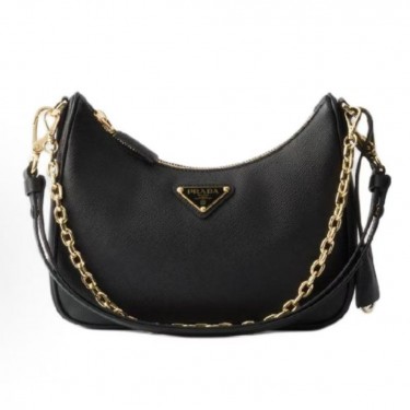 프라다 리에디션 사피아노 에나멜 삼각 로고 레더 미니 숄더백 1BC204 블랙