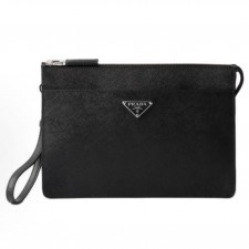 프라다 사피아노 시그니처 로고 레더 클러치 미디엄 2VF032