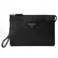 프라다 사피아노 시그니처 로고 레더 클러치 미디엄 2VF032