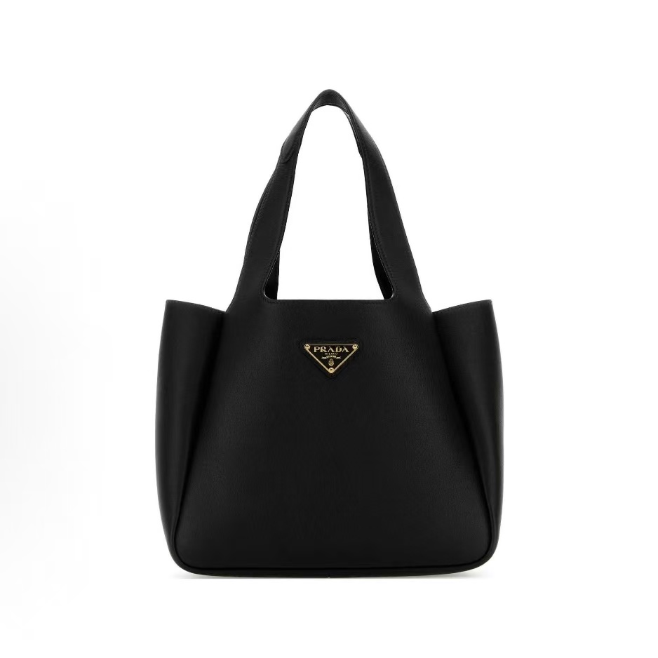 프라다 메탈 레터링 로고 레더 스몰 토트 쇼퍼백 1BG335 블랙
