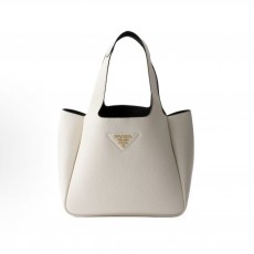 프라다 메탈 레터링 로고 레더 스몰 토트 쇼퍼백 1BG335 화이트