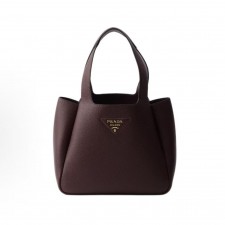 프라다 메탈 레터링 로고 레더 스몰 토트 쇼퍼백 1BG335 와인