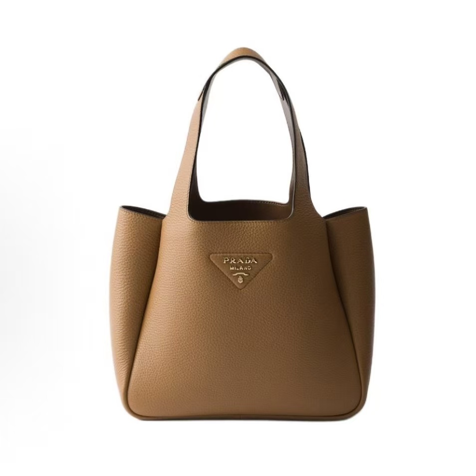 프라다 메탈 레터링 로고 레더 스몰 토트 쇼퍼백 1BG335 카키